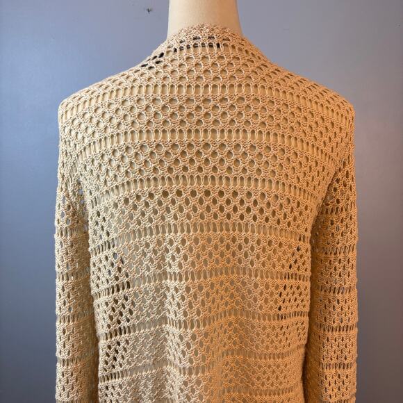 Crystal Kobe Crochet Boho Open Front Fringe Mesh Cardigan Sweater XL - Picture 5 of 8